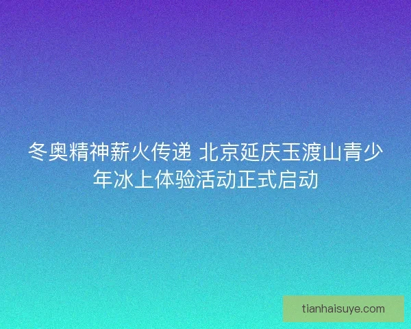 冬奥精神薪火传递 北京延庆玉渡山青少年冰上体验活动正式启动