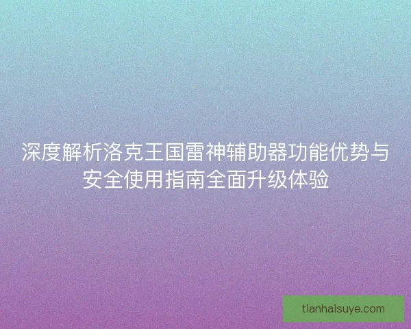 深度解析洛克王国雷神辅助器功能优势与安全使用指南全面升级体验
